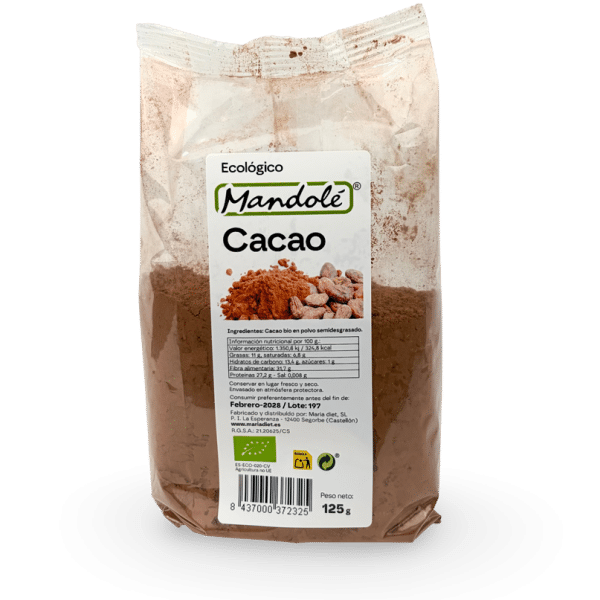 Cacao semi-desgrasado (100% Cacao). Polvo